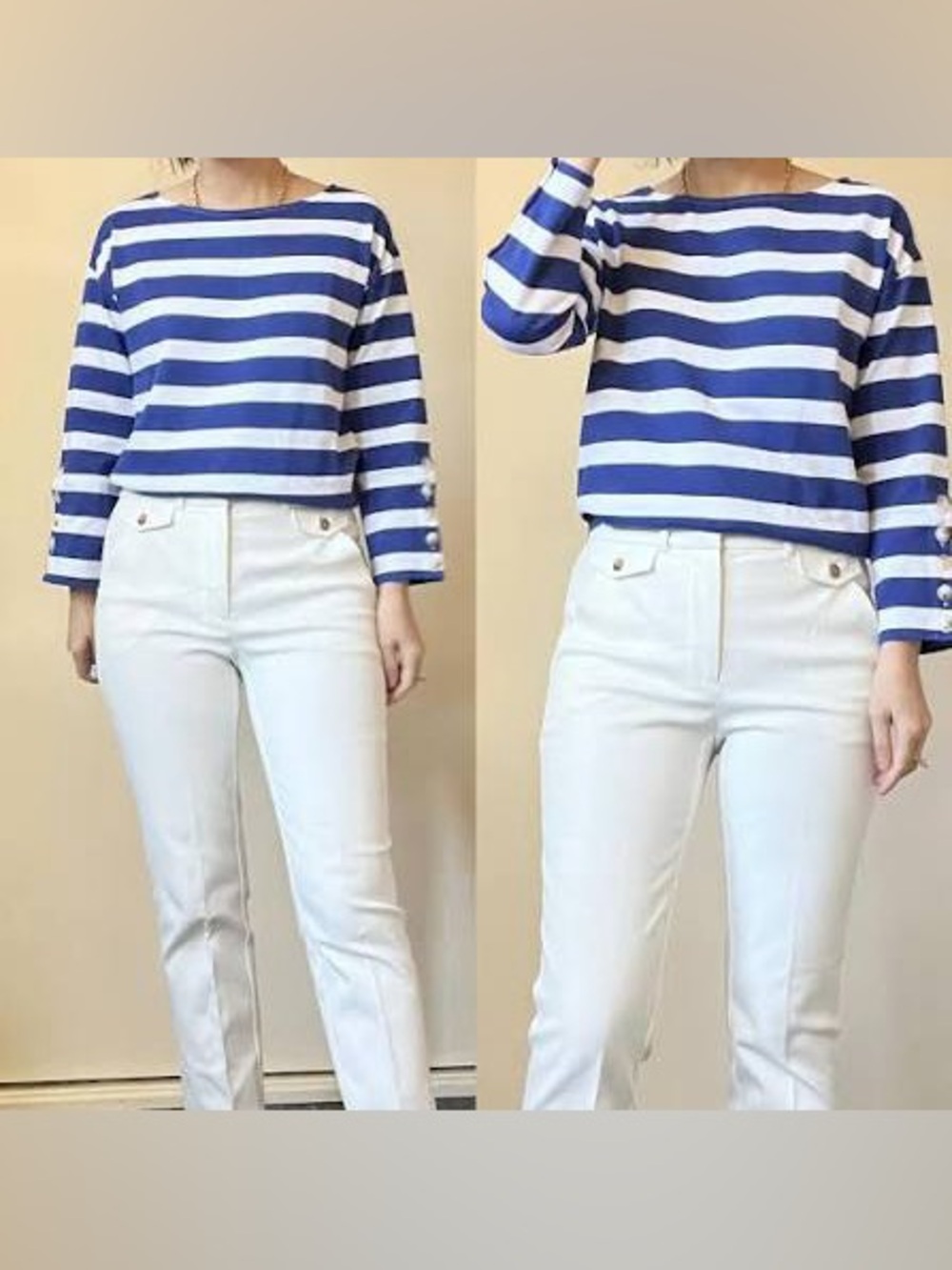 T-Shirt Sue (maxi stripes: white/ blue) - Picture 2 of 5